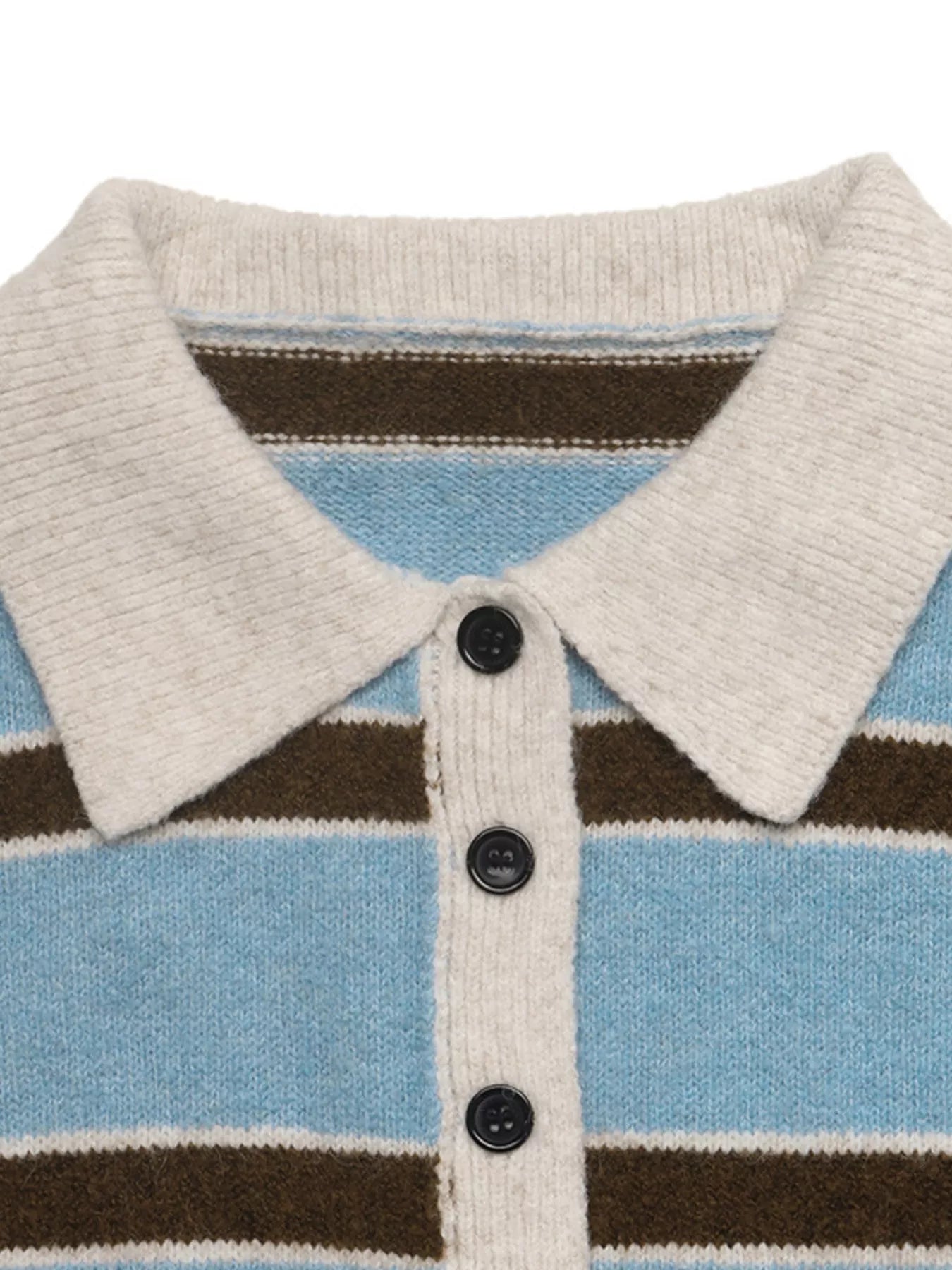 Striped Polo Collar Sweater
