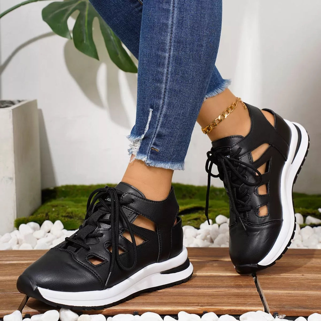 Round Toe Lace Up Sneakers