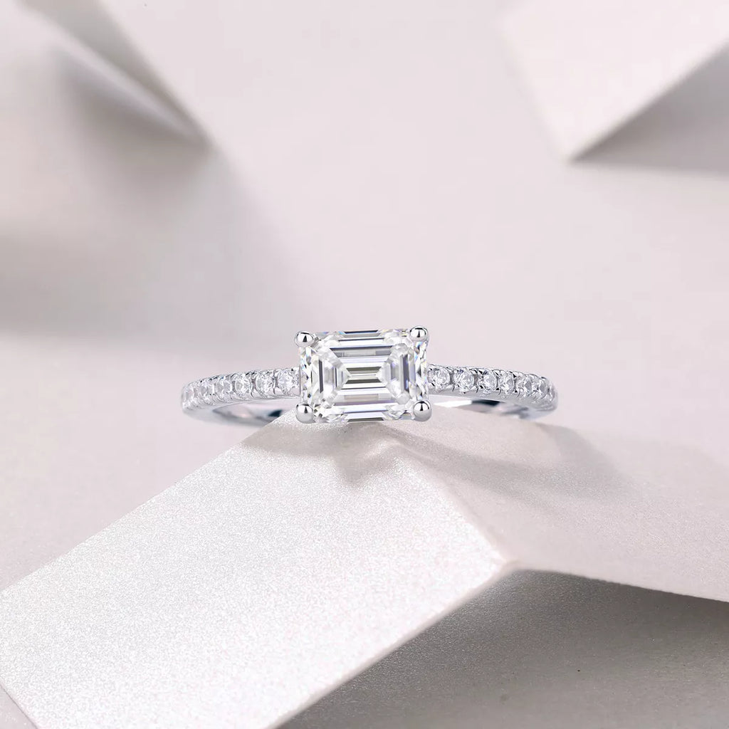 1 Carat 925 Sterling Silver Moissanite Geometric Ring