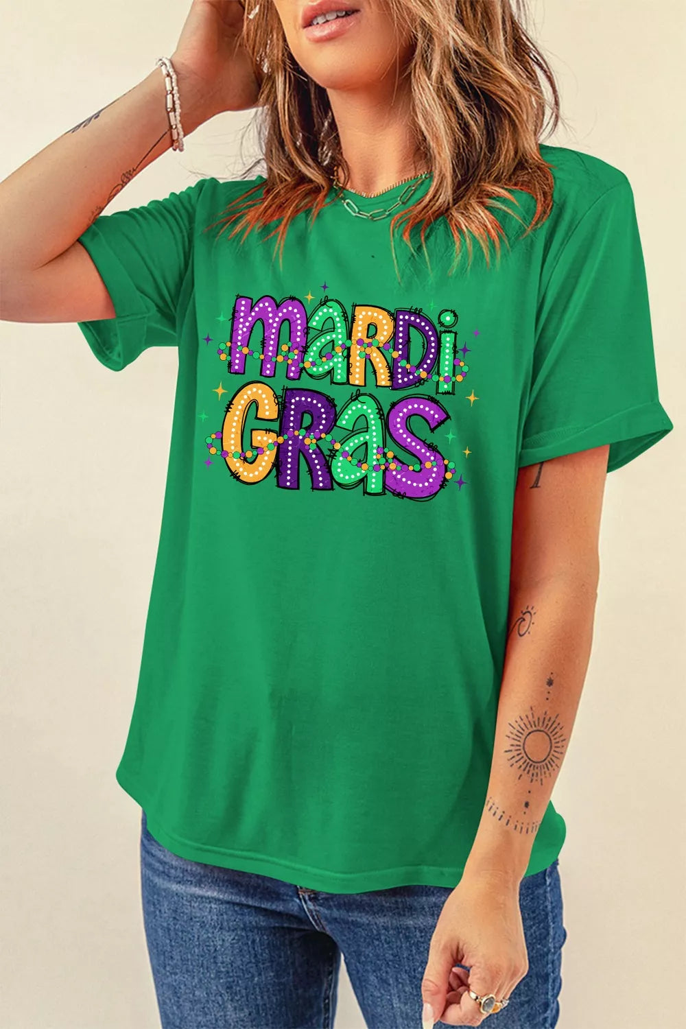 MARDI GRAS Delightful Letter Graphic T Shirt