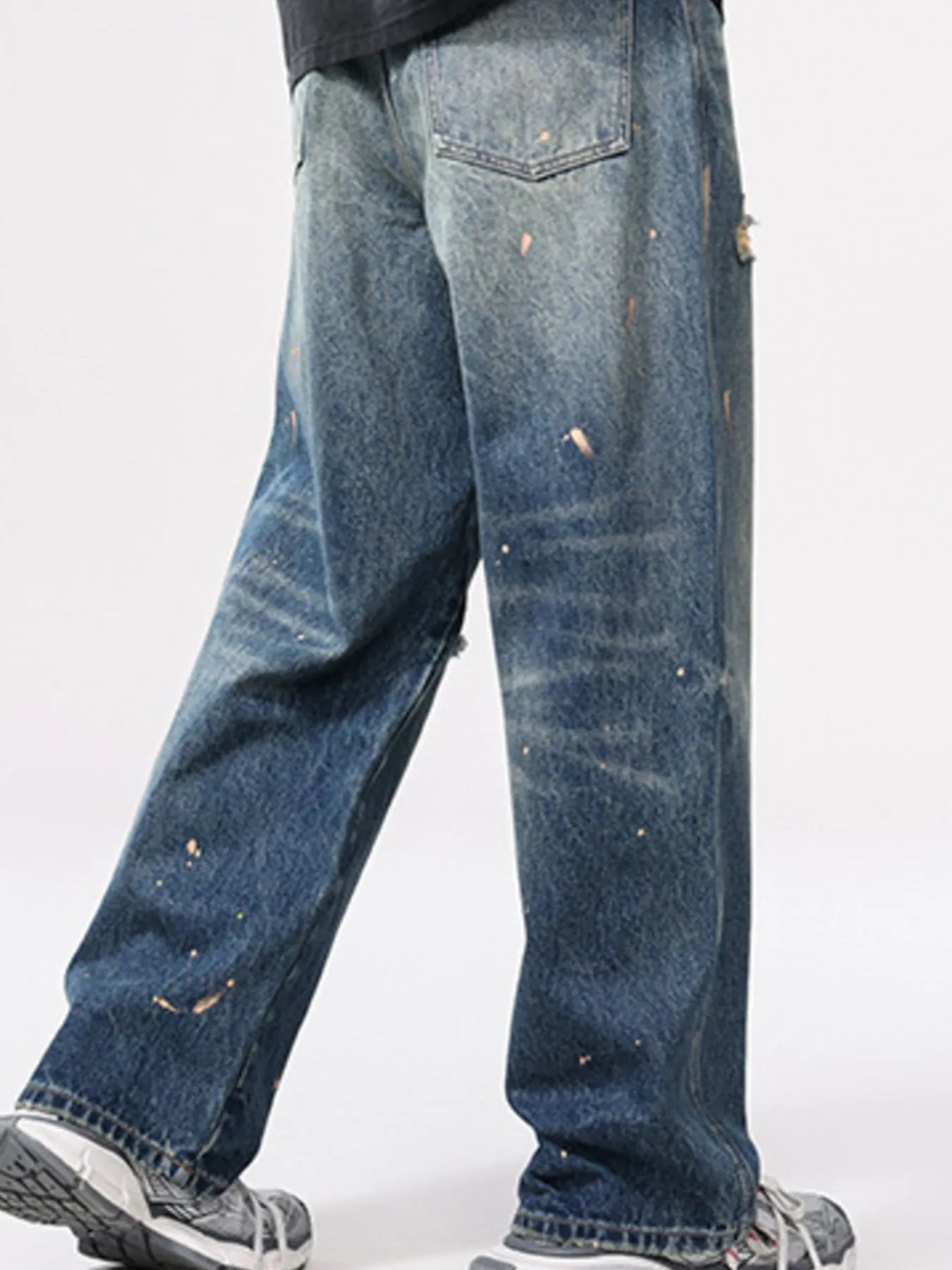 Men's Full Size Distressed Wide Leg Vintage Jeans Plus Size