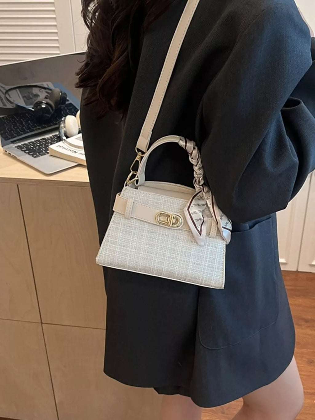 Texture Top Handle Crossbody Bag
