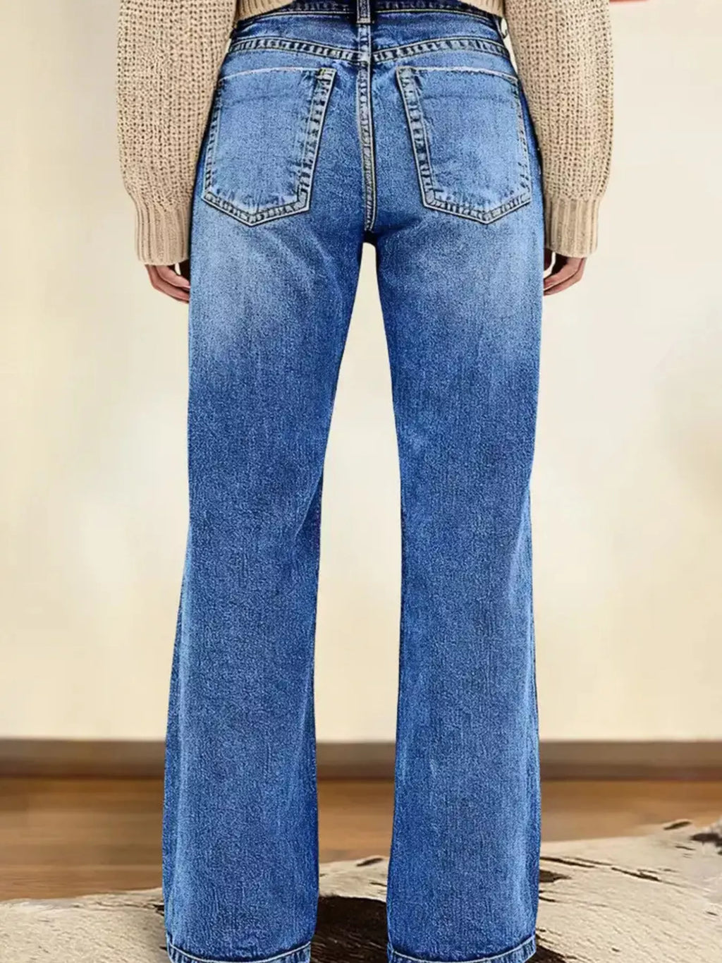Vintage Wash Straight Leg Jeans