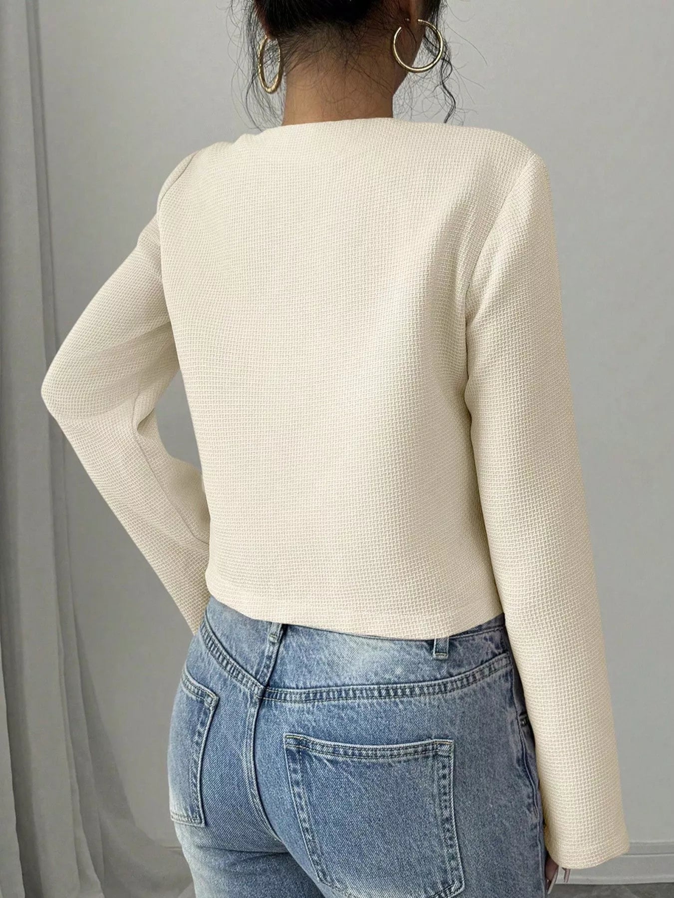 Bow Detail Cropped Outerwear