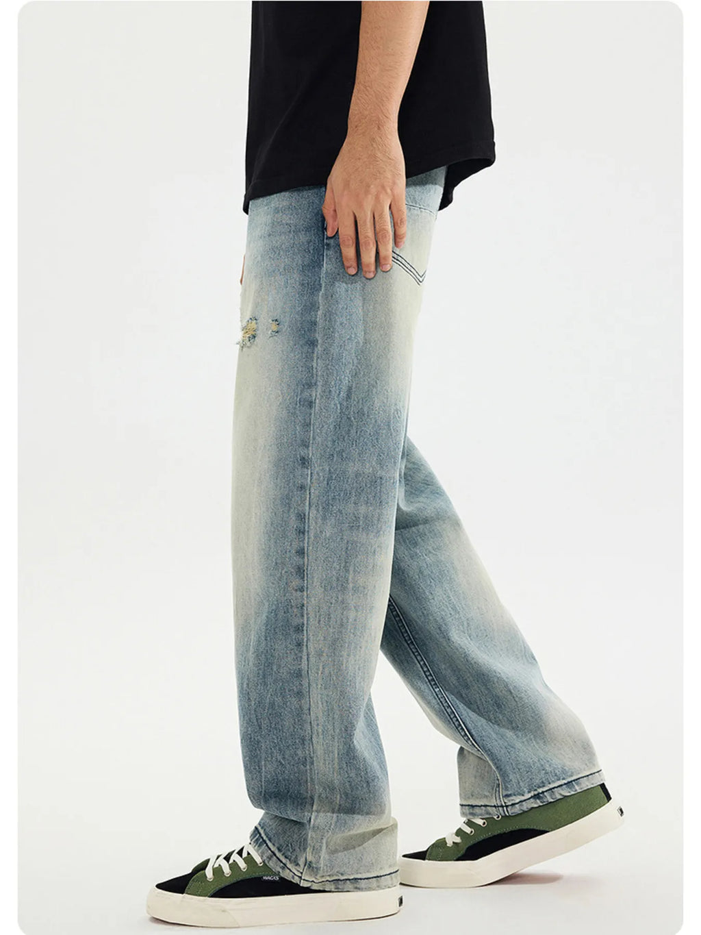 Men's Distressed Vintage Wash Loose Fit Jeans