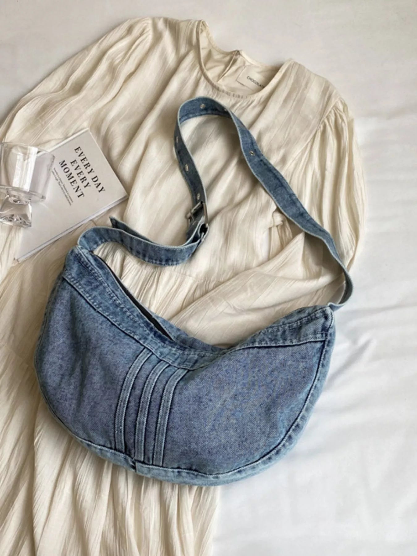 Denim Adjustable Strap Crossbody Bag