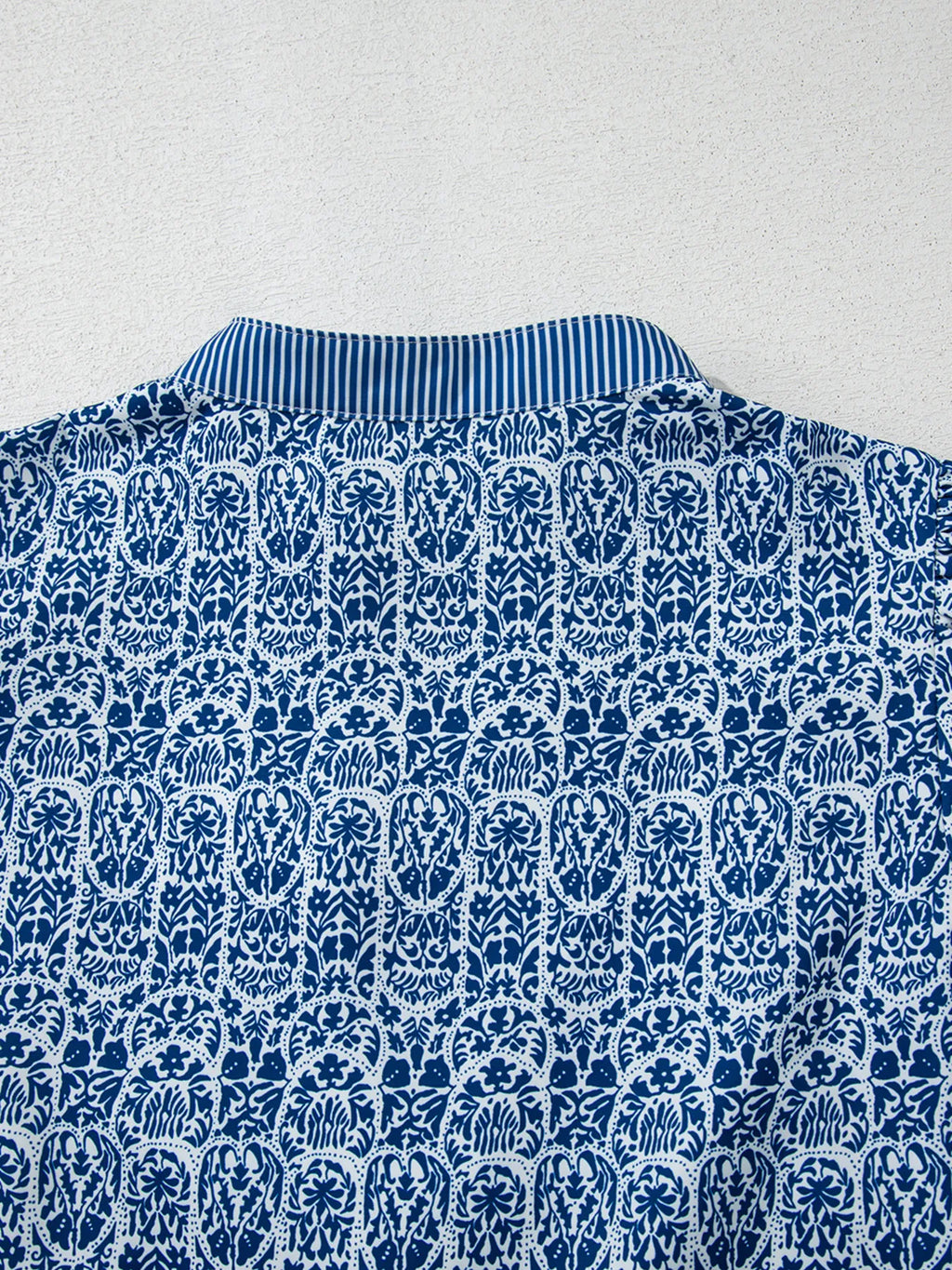Printed Contrast Ric-Rac Puff Sleeve Top