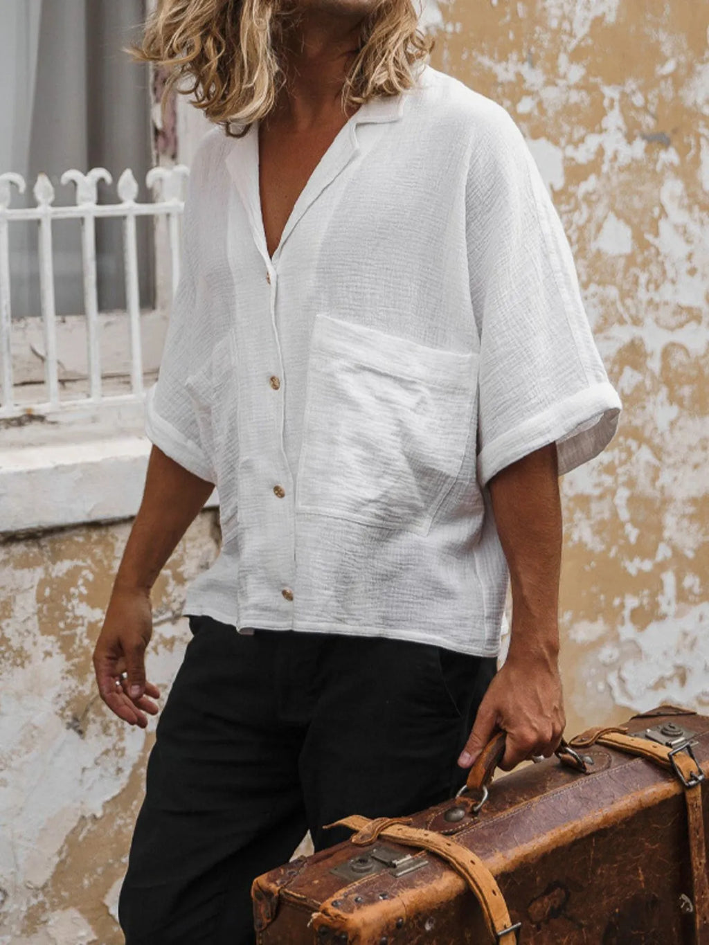 Men's Full Size Button Up Half Sleeve Shirt Plus Size