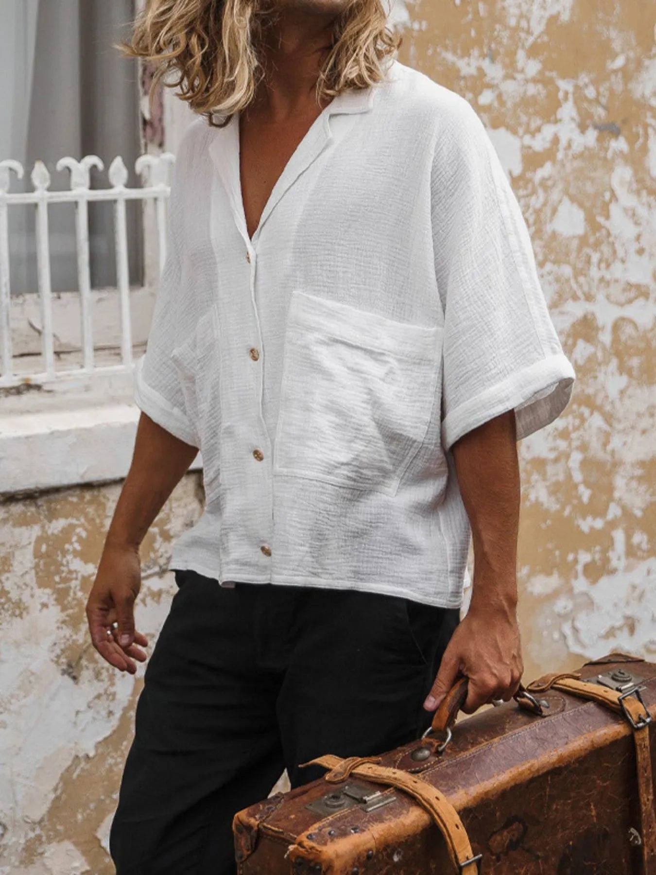 Men's Full Size Button Up Half Sleeve Shirt Plus Size