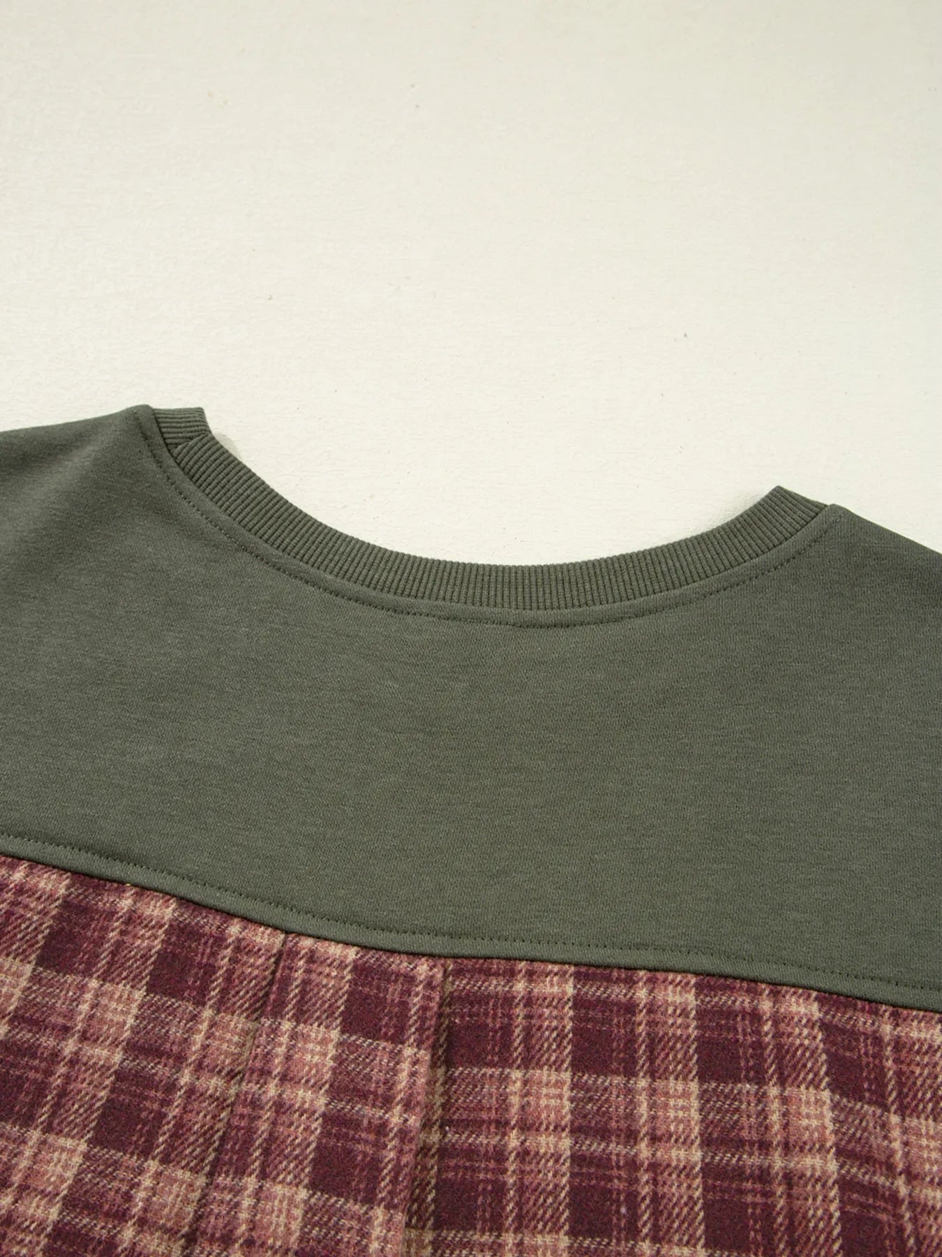 Plaid Patchwork Drop Shoulder Sweatshirt