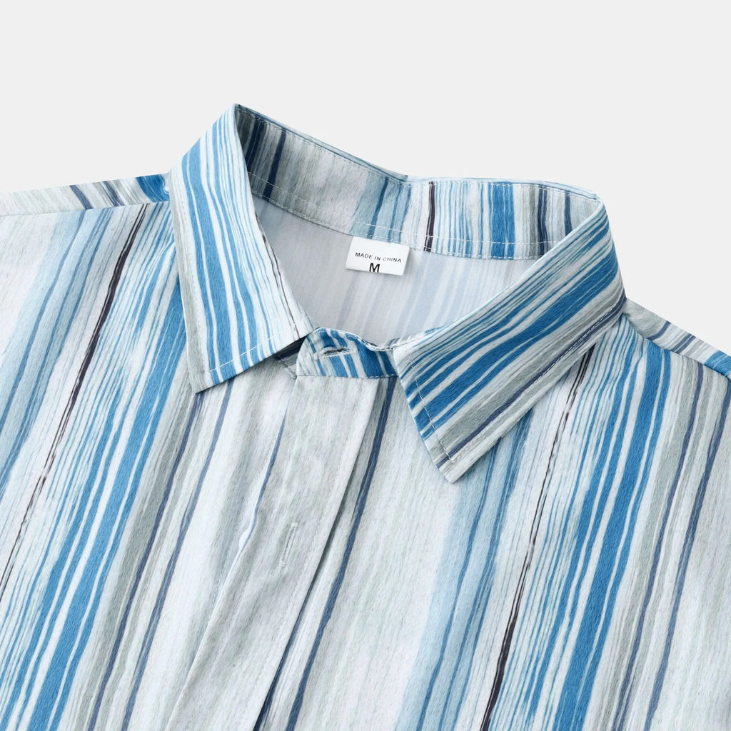 Men's Striped Button-Up Long Sleeve Shirt