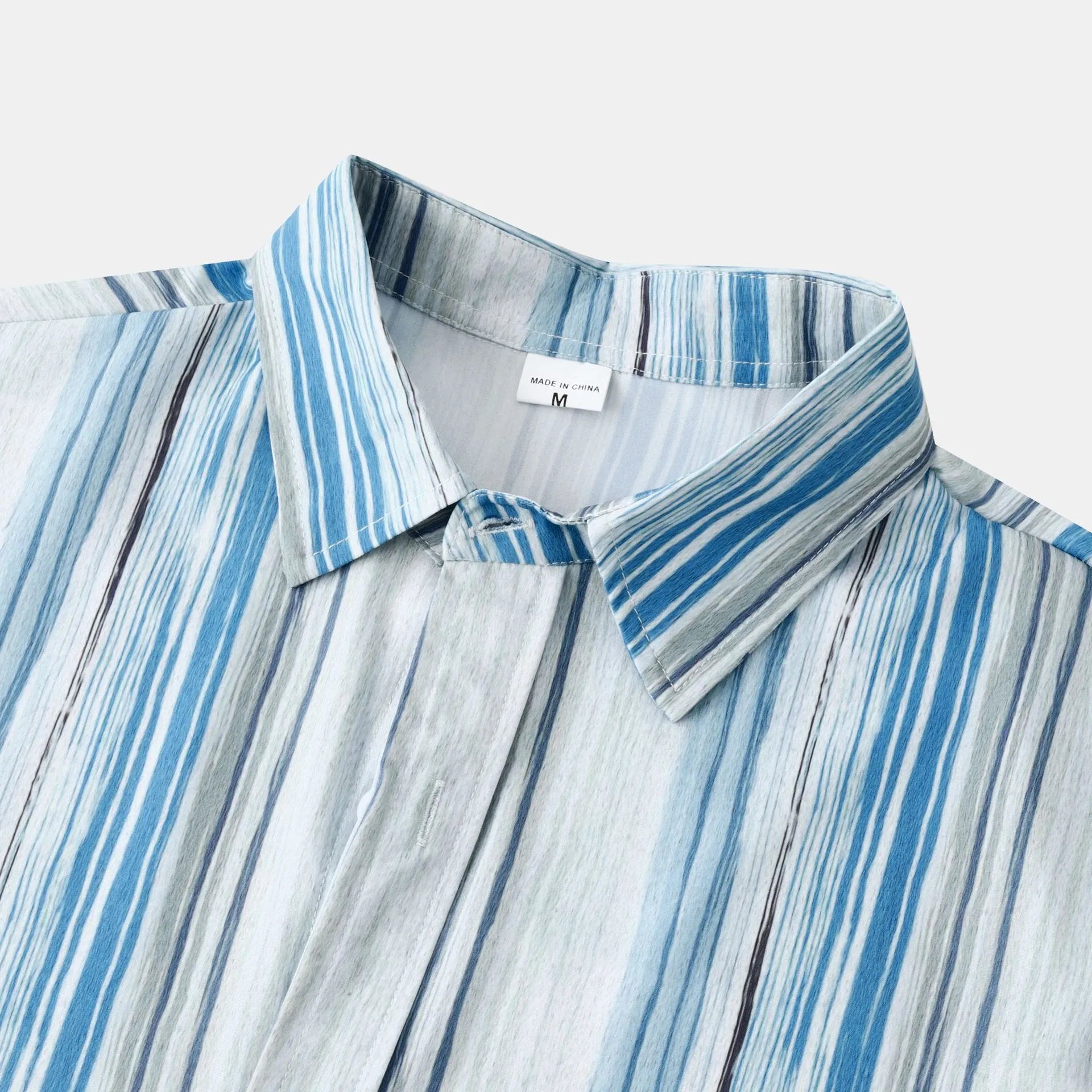Men's Striped Button-Up Long Sleeve Shirt