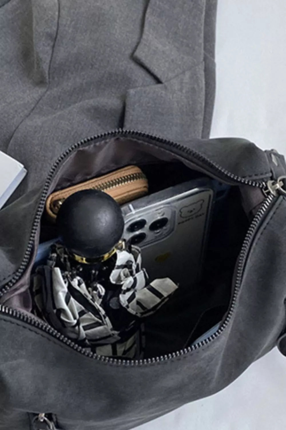 Zipper Details Adjustable Strap Crossbody Bag
