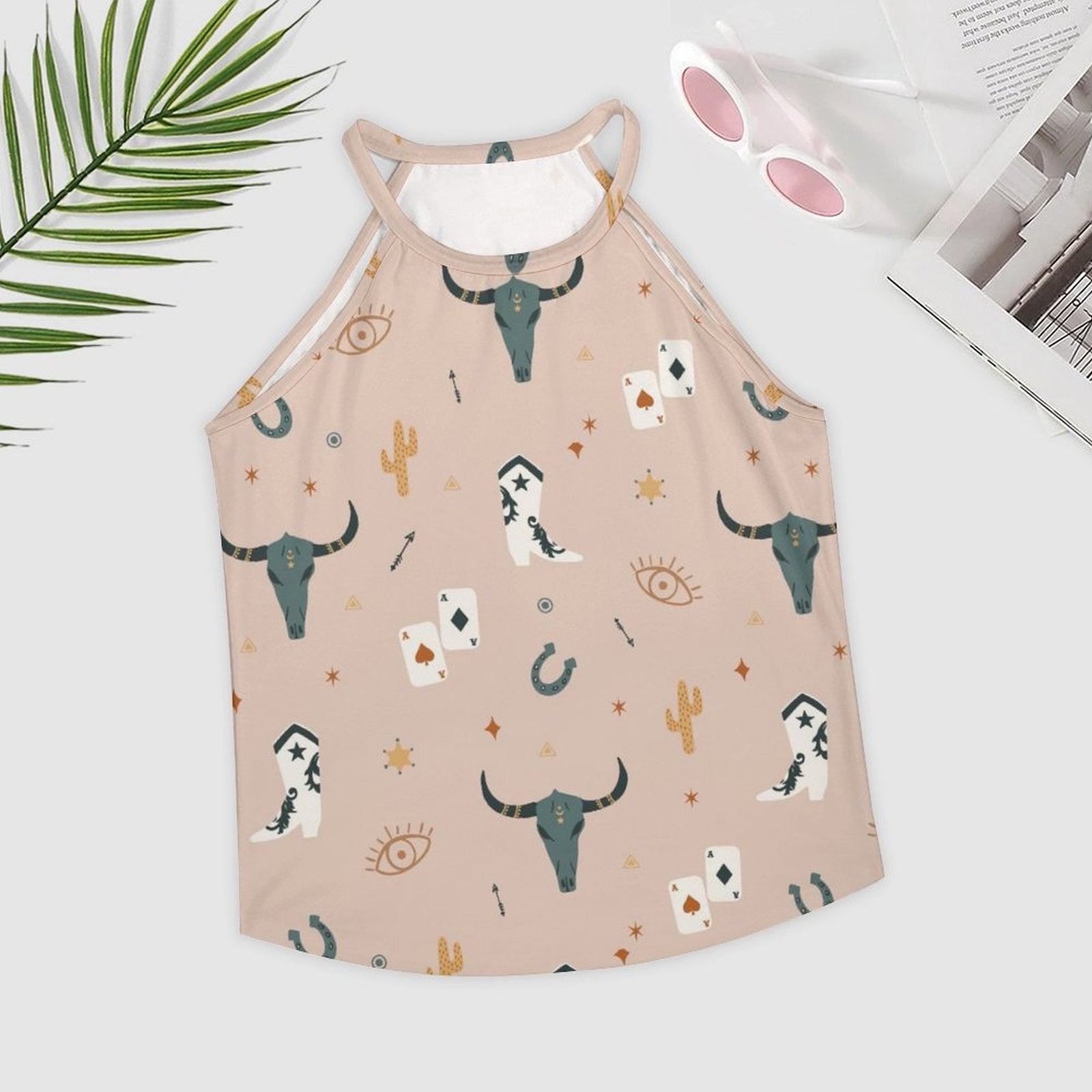Baha Ranch Cow Skull Western Tank Top