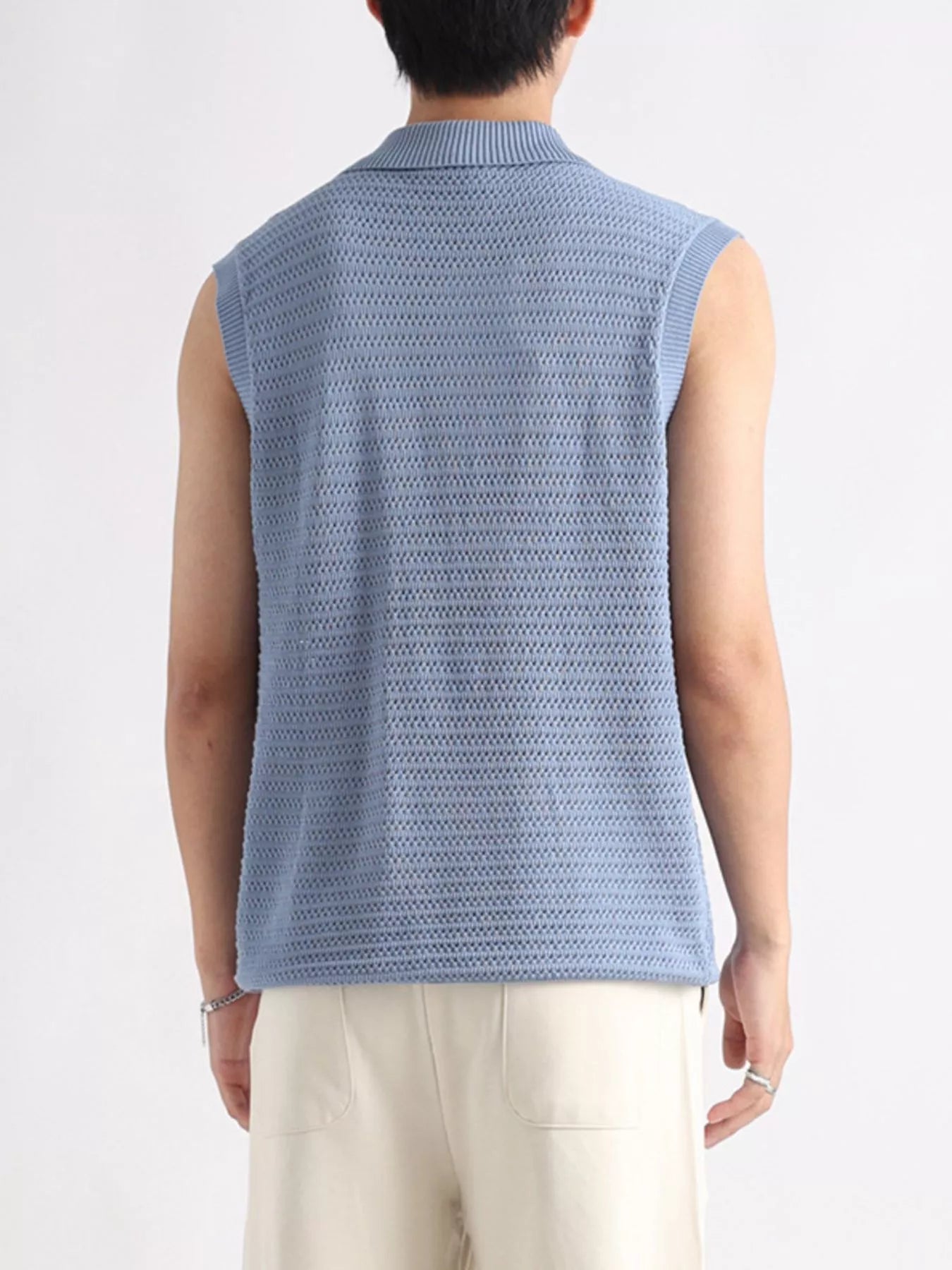 Men's Plus Size Breathable Knit Polo Collar Tank