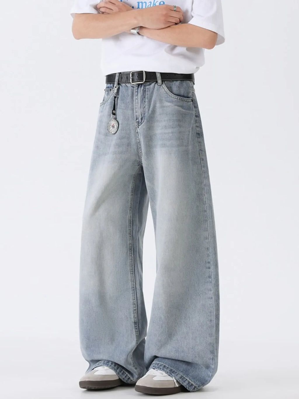 Men's Full Size Washed Wide Leg Jeans Plus Size