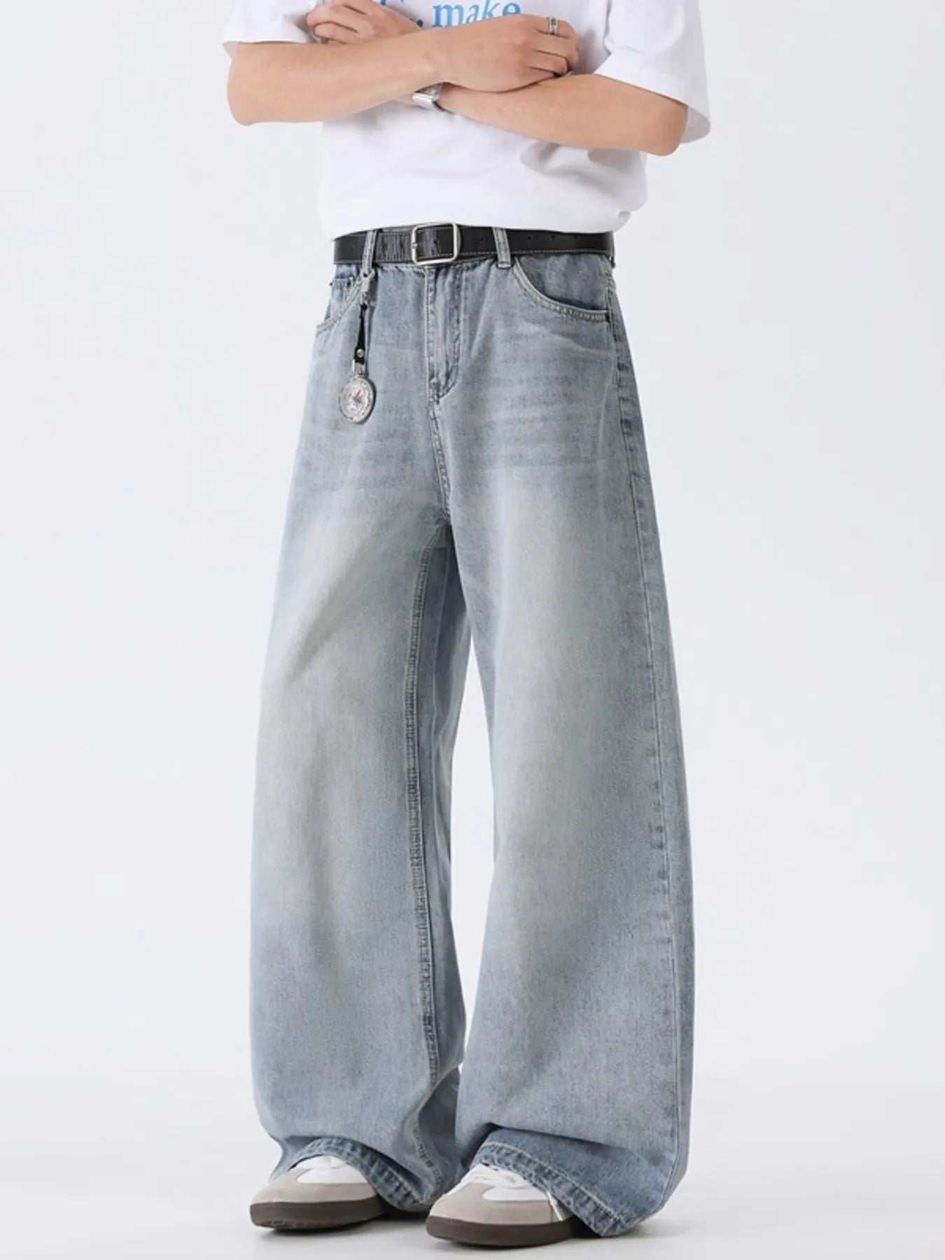 Men's Full Size Washed Wide Leg Jeans Plus Size
