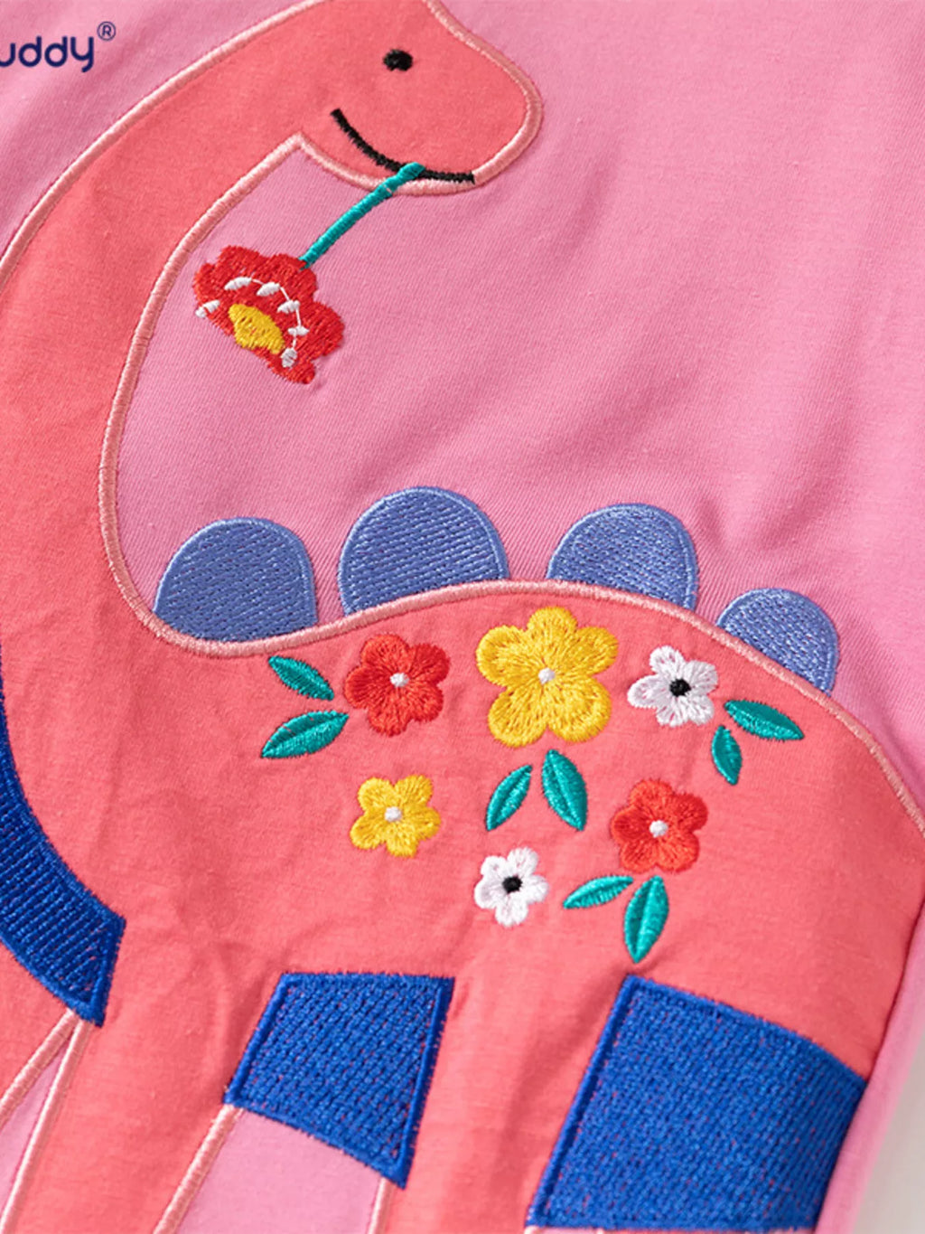 Children's Dinosaur Embroidered Short Sleeve T-Shirt
