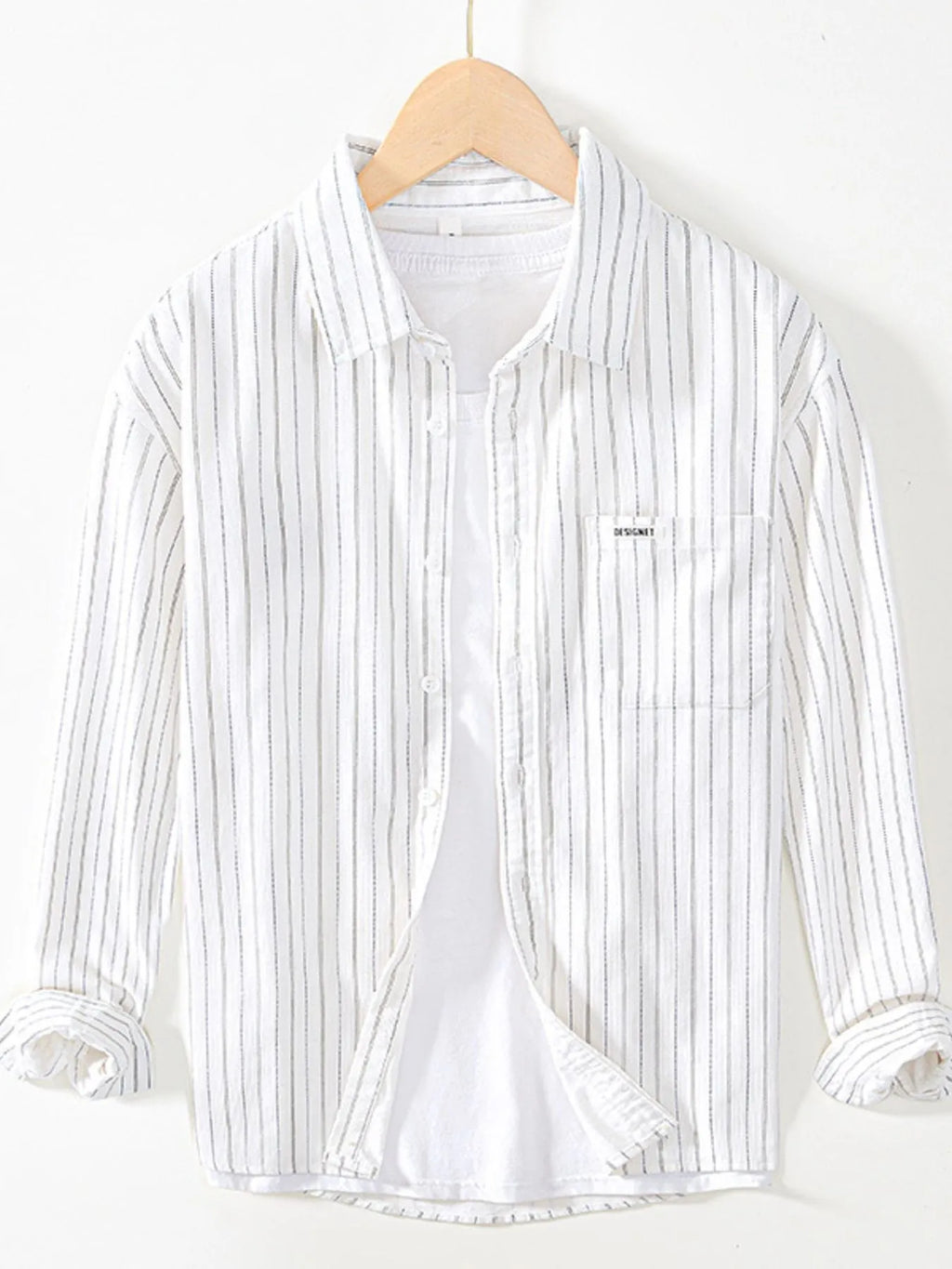 Men's Plus Size Striped Button Up Long Sleeve Shirt