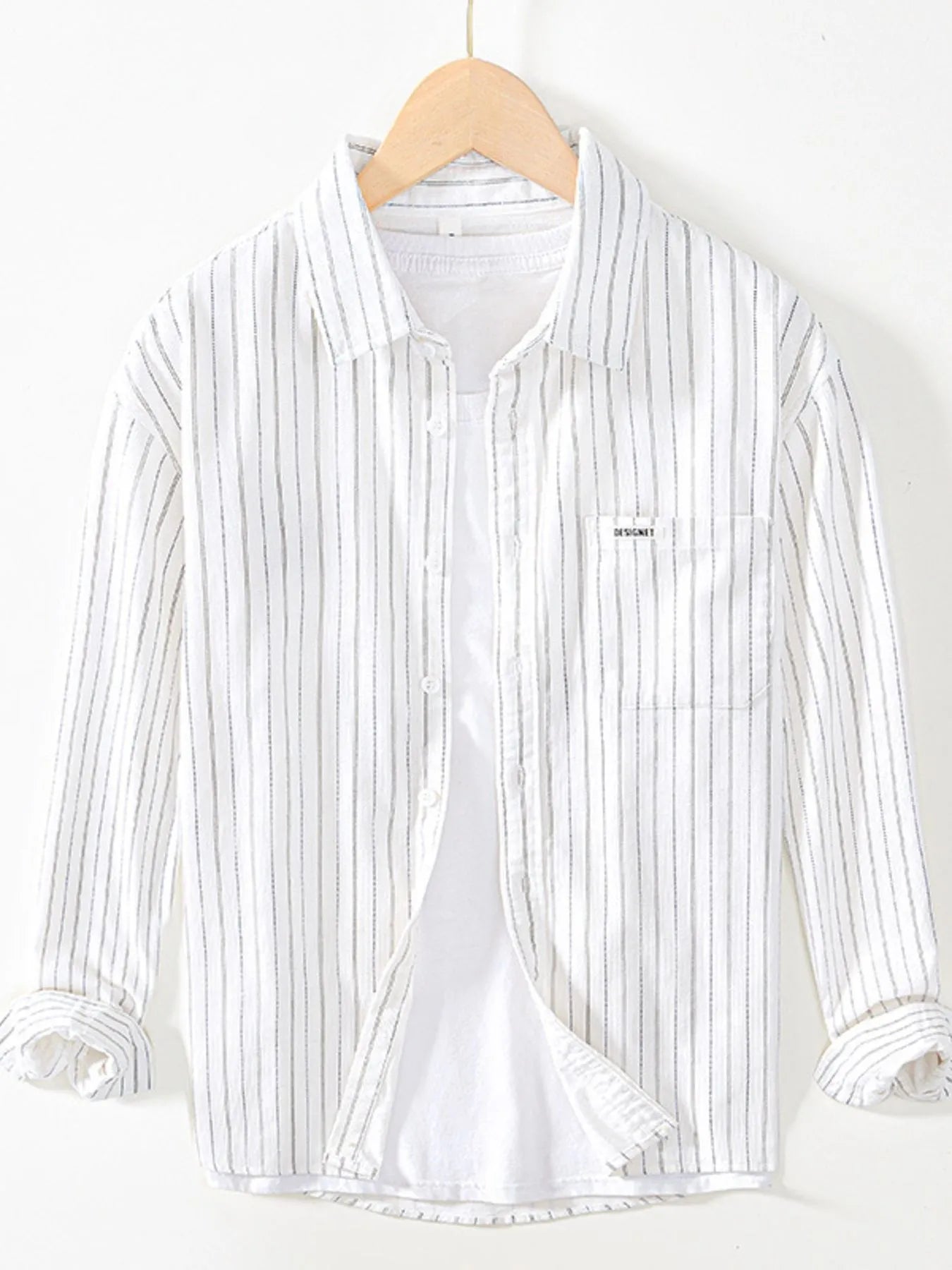 Men's Plus Size Striped Button Up Long Sleeve Shirt