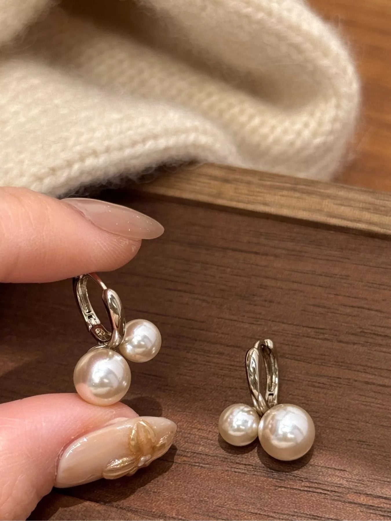 Double Pearl Hoop Earrings