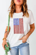 US Flag Round Neck Short Sleeve T-Shirt