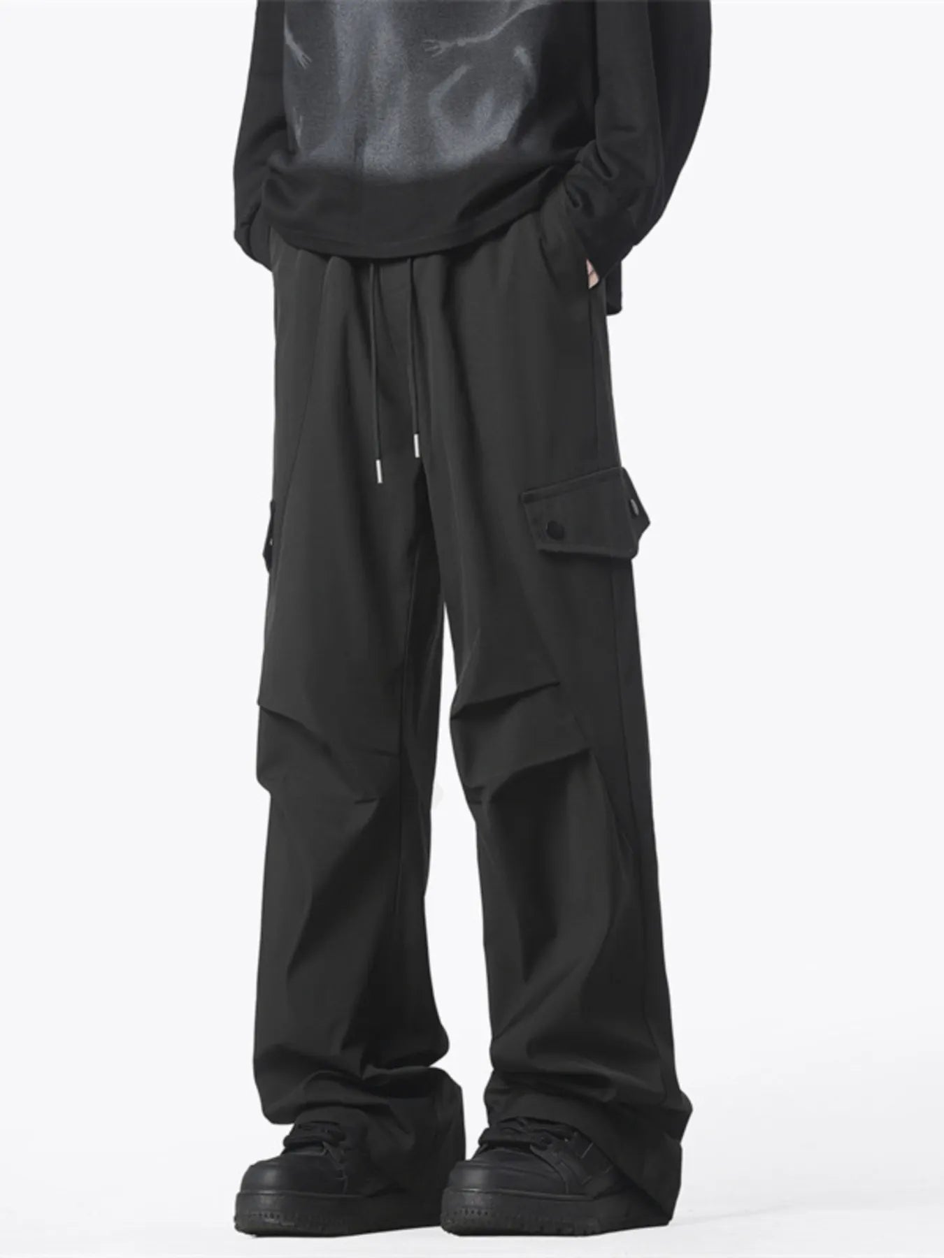 Men's Plus Size Drawstring Wide Leg Cargo Pants