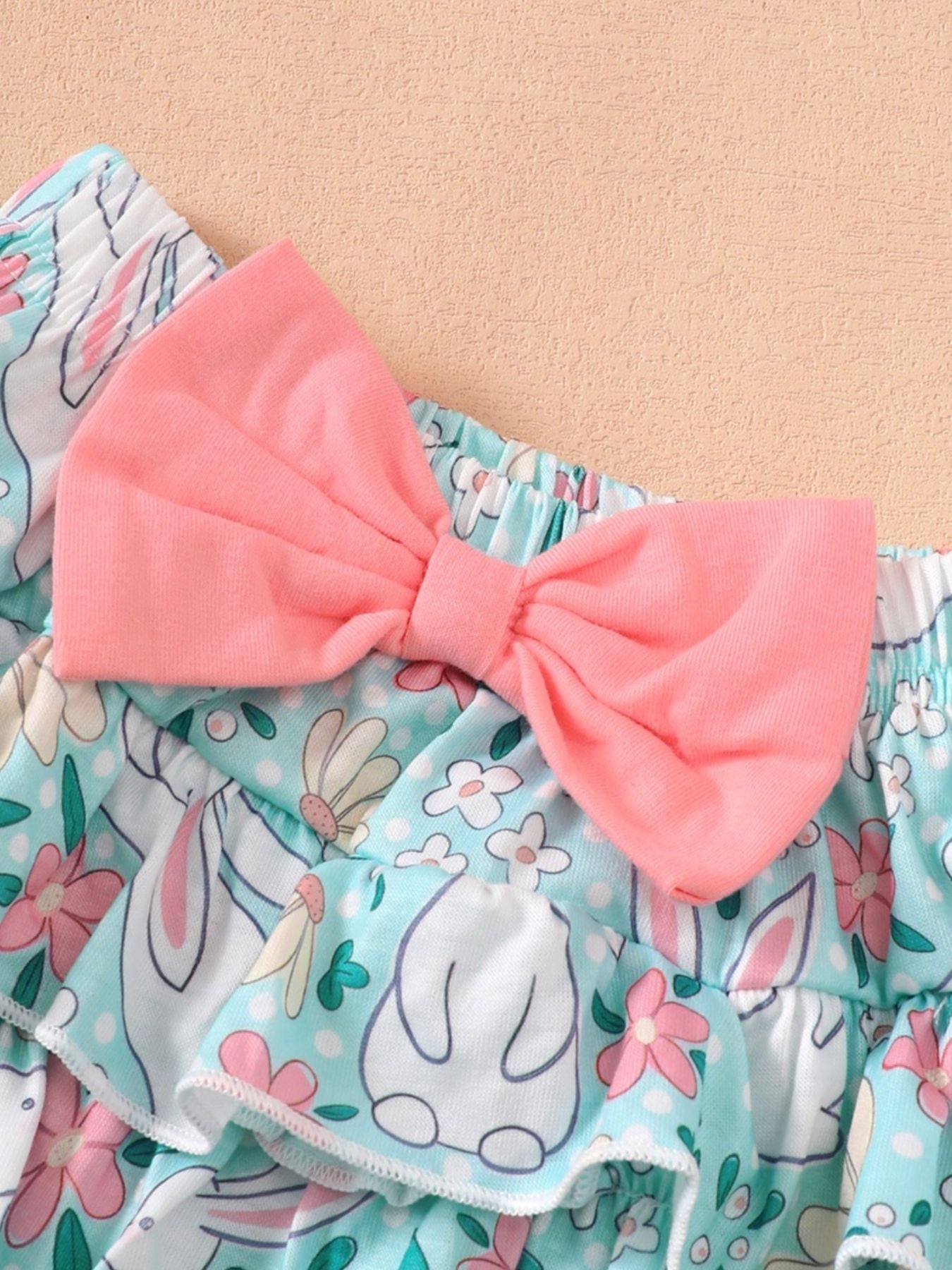 Children's Ruffled Trim Bodysuit and Skirt Set with Headband