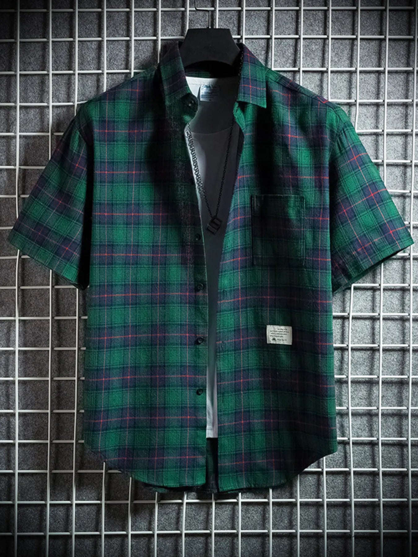 Men's Plus Size Casual Plaid Short Sleeve Shirt