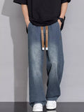 Men's Plus Size Vintage Wash Wide Leg Jeans