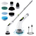 WORKPRO Electric Spin Scrubber Cordless Cleaning Brush Shower Scrubber with Long Adjustable Handle & 3-Speed 8 Replaceable Brush Heads Spin Brush for Cleaning Kitchen Bathroom Bathtub and Floor