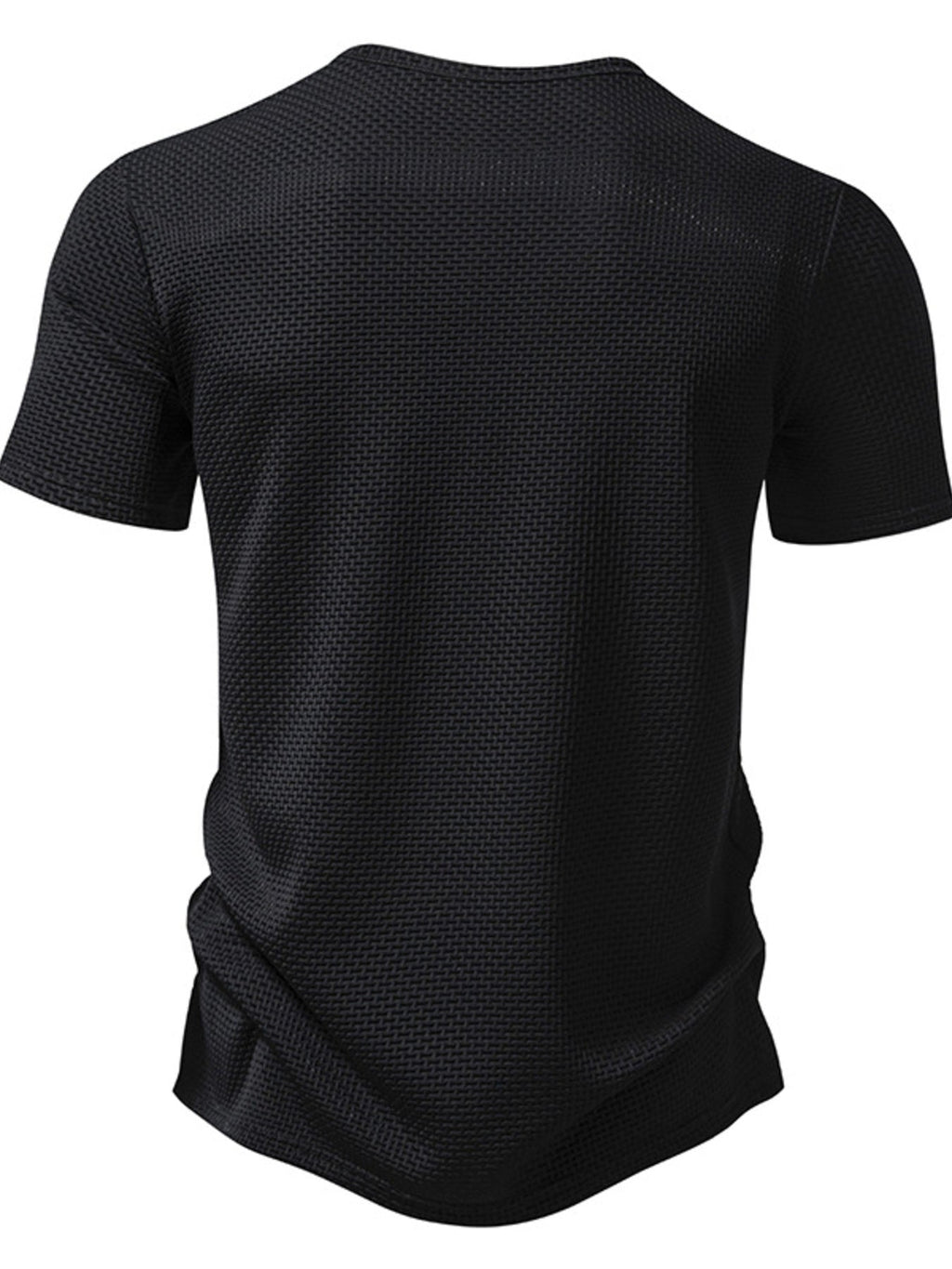 Men's Textured Henley Button Detail T-Shirt