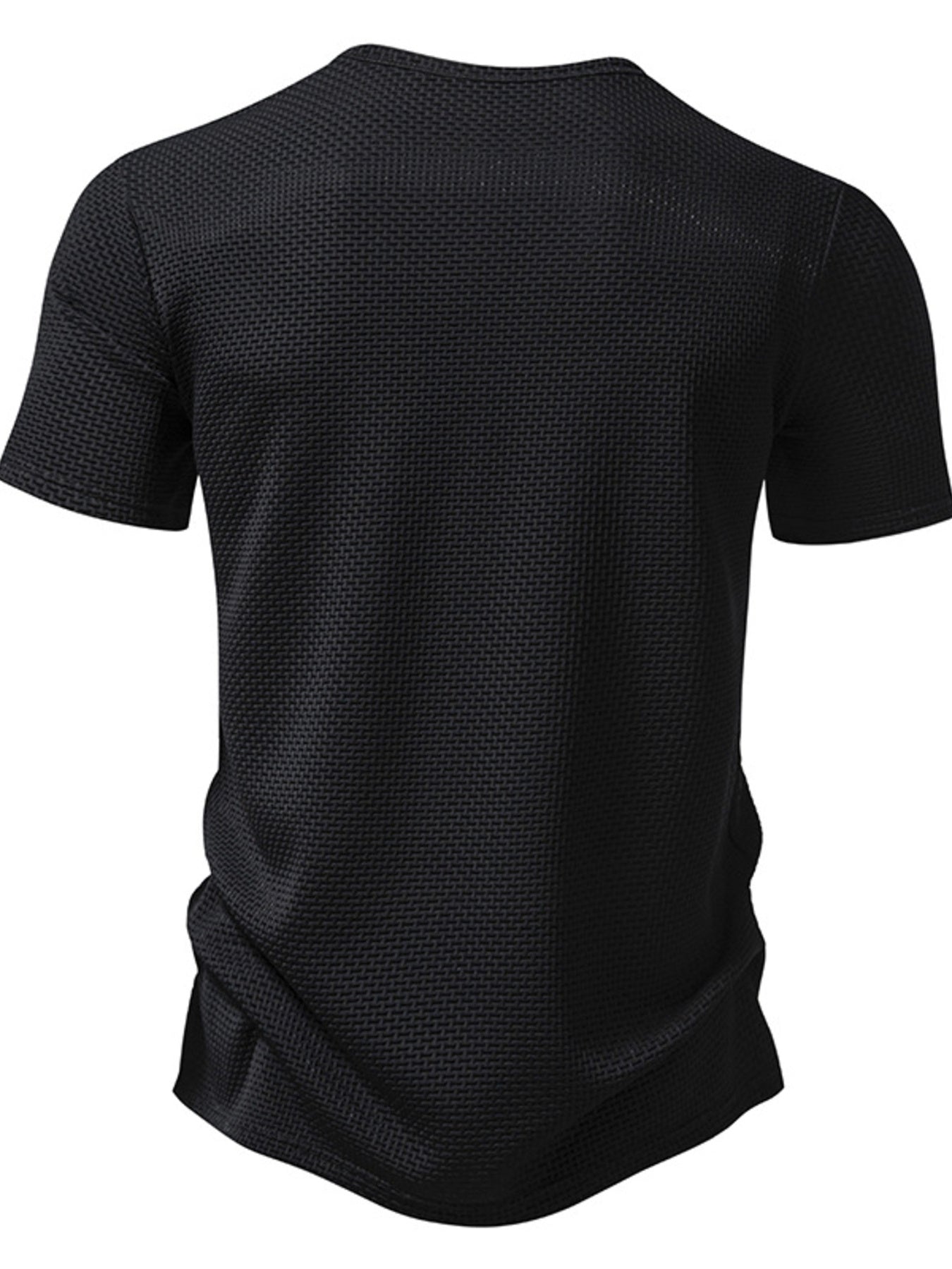 Men's Textured Henley Button Detail T-Shirt