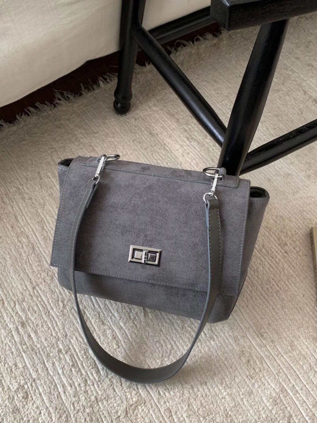 Suede Flap Crossbody Bag