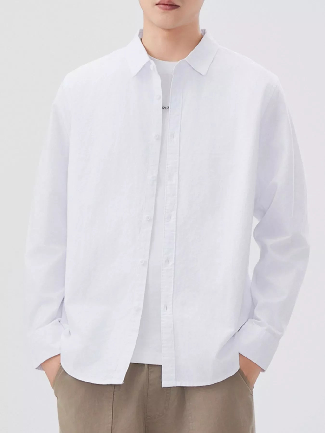 Men's Plus Size Long Sleeve Button-Up Shirt