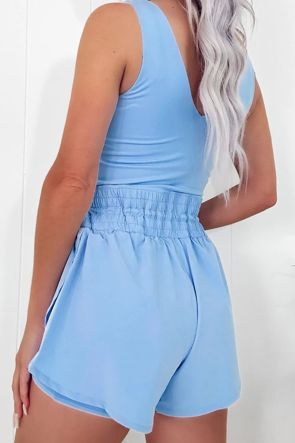 Drawstring Waist Scoop Neck Romper