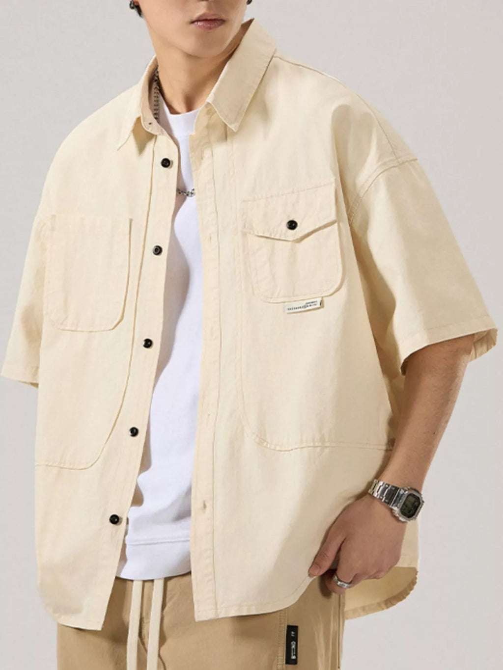 Men's Full Size Button Up Half Sleeve Shirt Plus Size