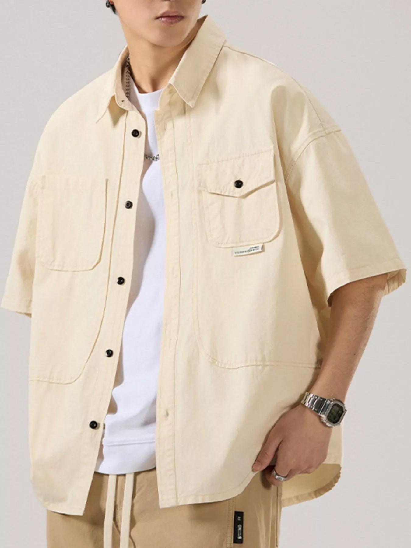 Men's Full Size Button Up Half Sleeve Shirt Plus Size