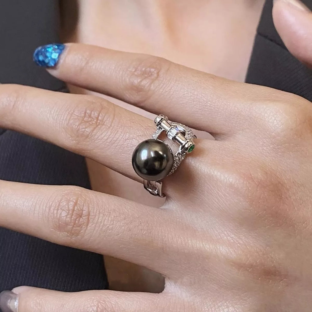 925 Sterling Silver Zircon Pearl Ring