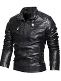 Men's Zip Up Faux Leather Moto Jacket