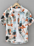 Men's Plus Size Printed Short Sleeve Button-Up Shirt