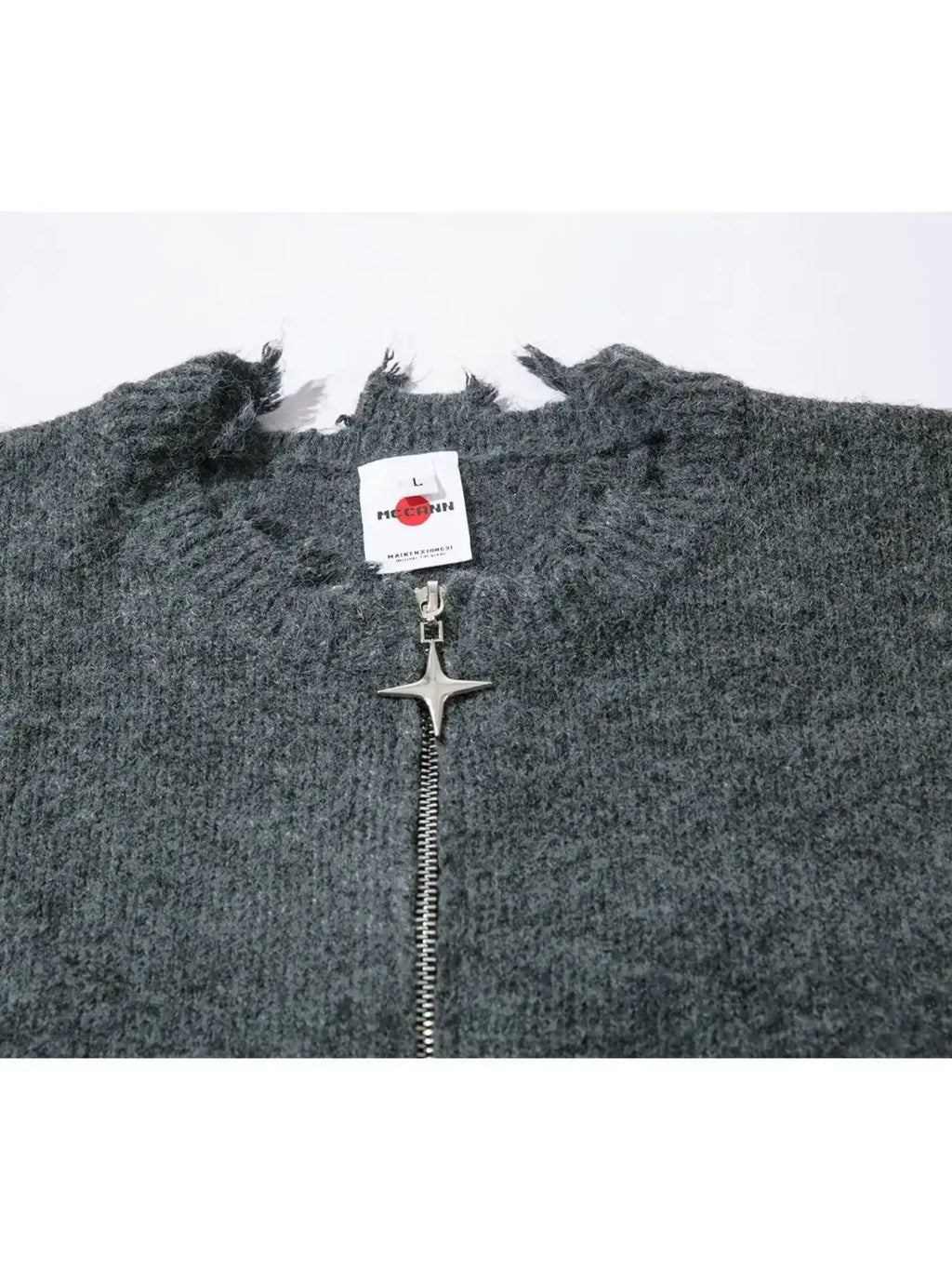 Men's Distressed Hem Half-Zip Sweater