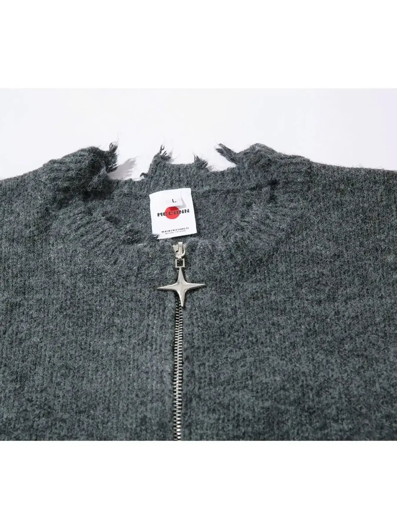Men's Distressed Hem Half-Zip Sweater