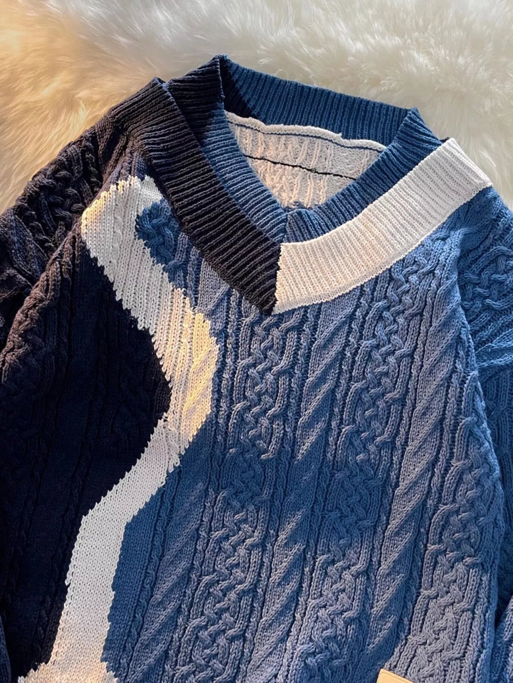 Men's Color Block V-Neck Knit Sweater