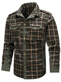 Men's Full Size Button Up Long Sleeve Plaid Shirt Plus Size