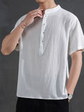 Men's Plus Size Button Detail Short Sleeve Shirt