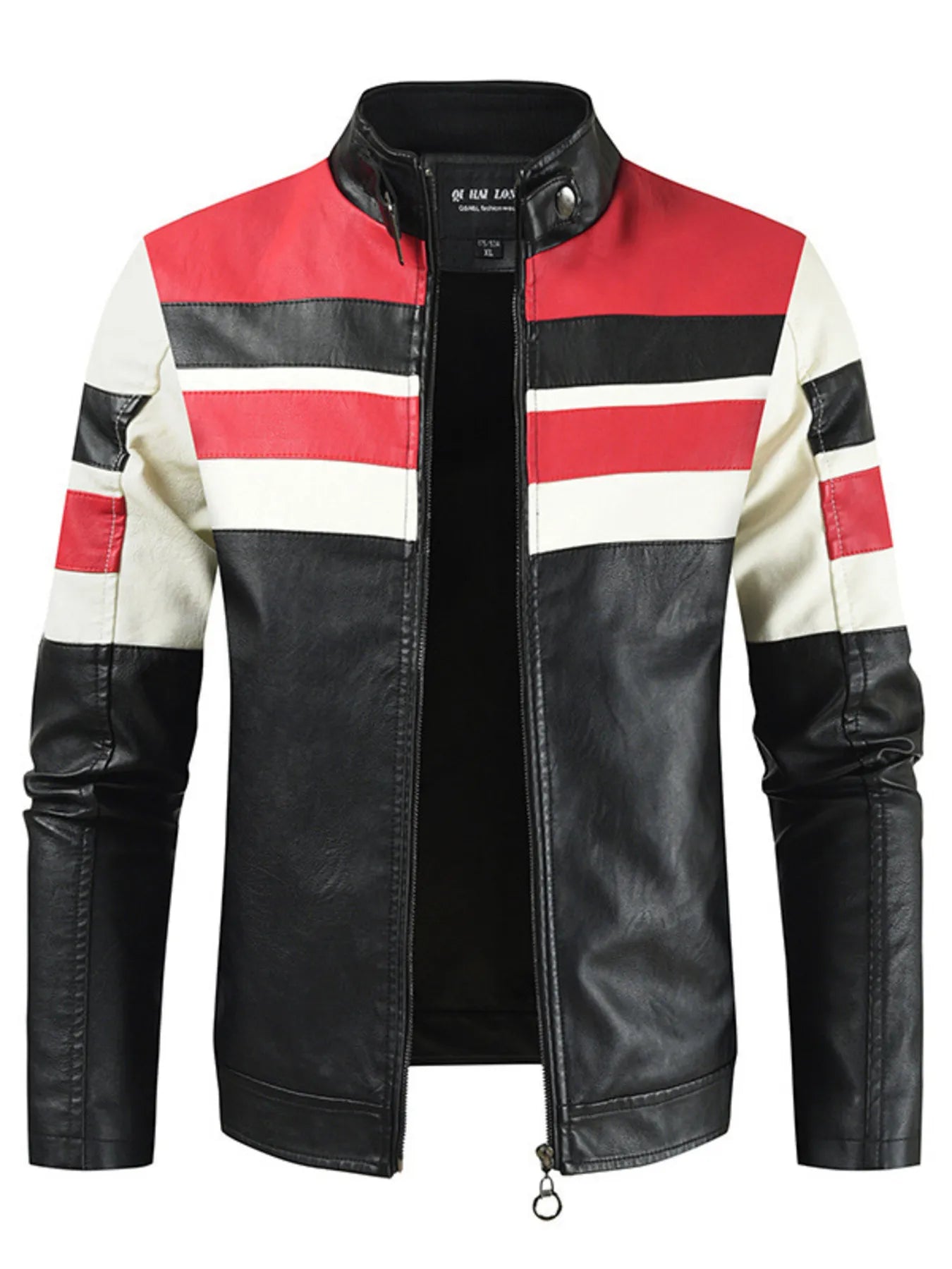 Men's Plus Size Contrast Zip Up Long Sleeve Jacket