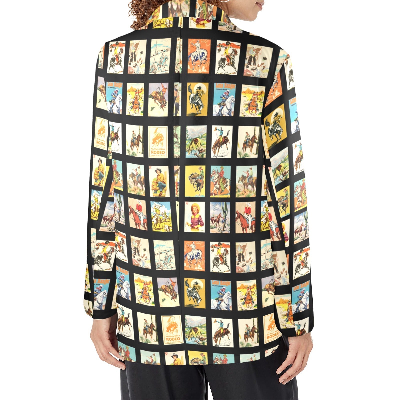 Baha Ranch Vintage Cowboy Collage Women's Western Blazer