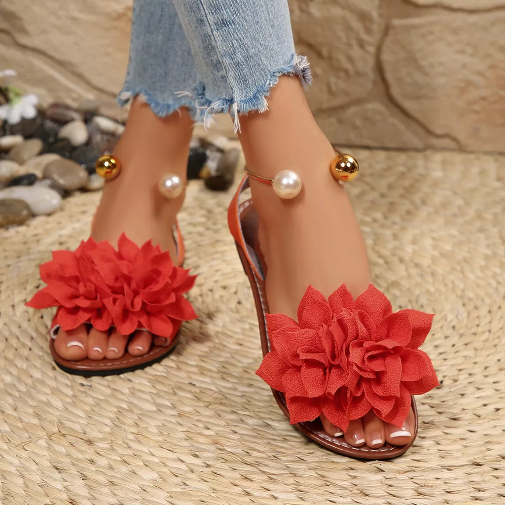 Floral Decor Flat Sandals