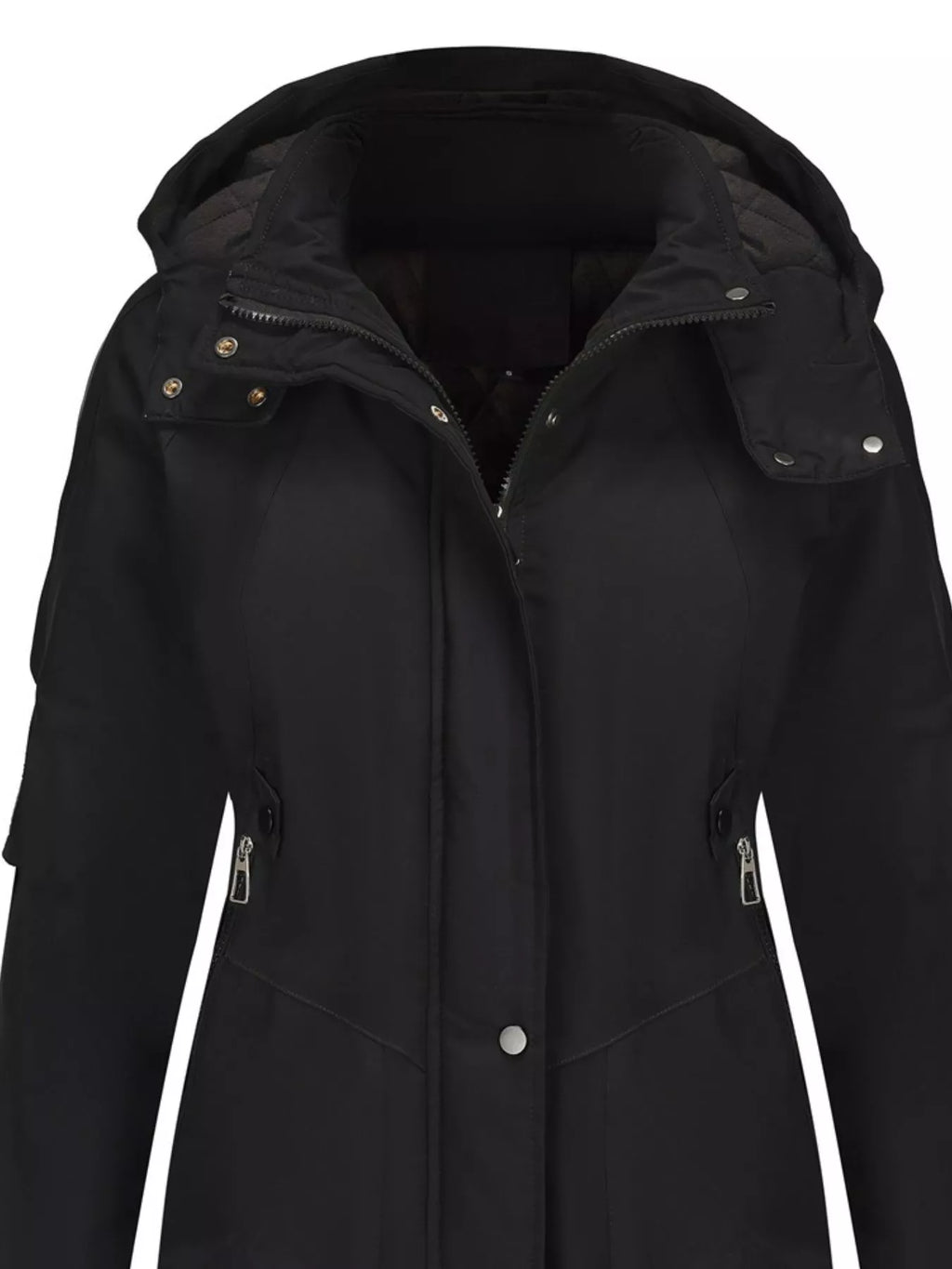 Full Size Hooded Mid-Length Windproof Outerwear Plus Size
